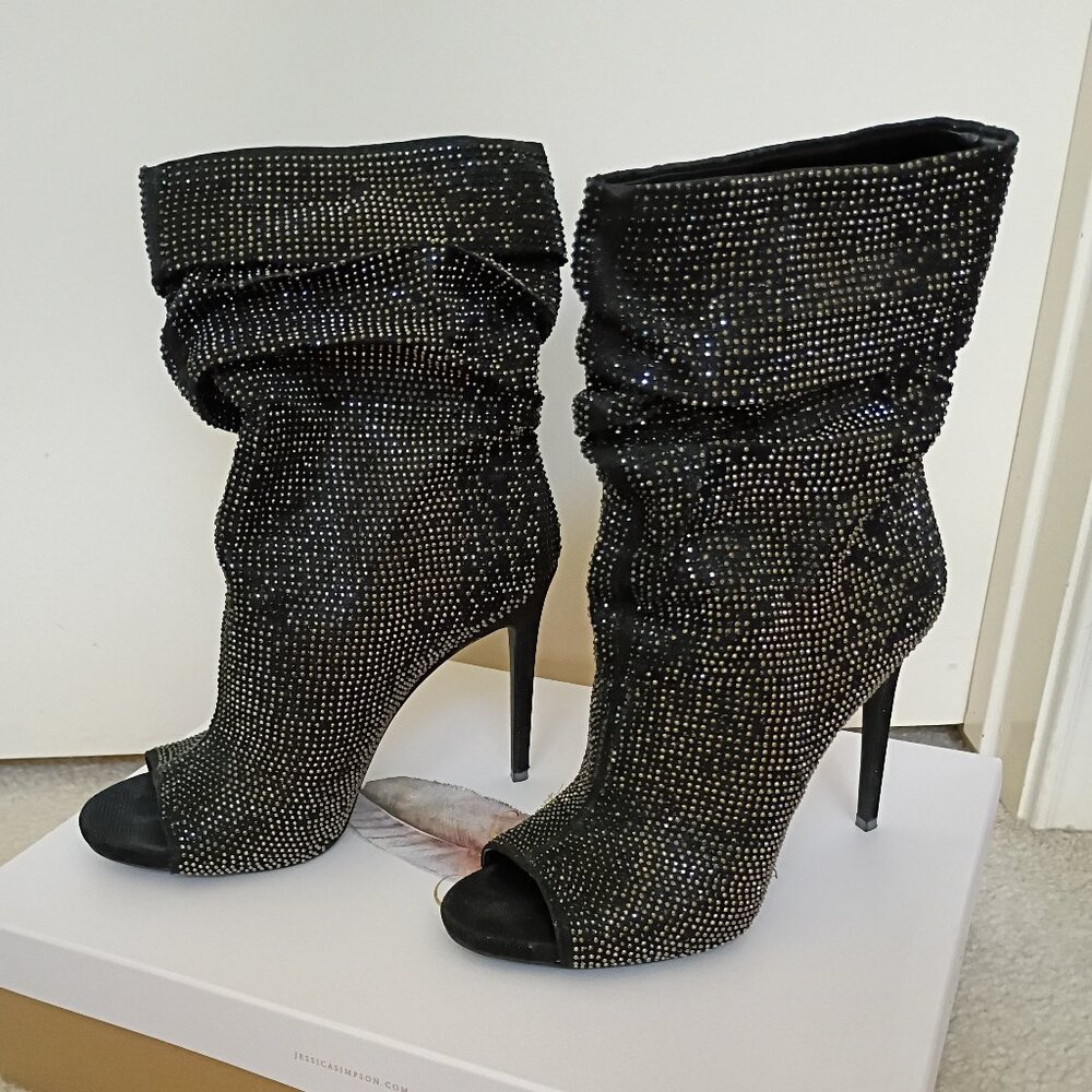 Jessica Simpson Black Glitter Booties